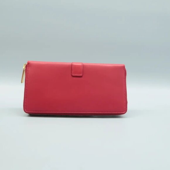 100% Authentic SAINT LAURENT Rive Gauche Red Leather Wallet - Picture 2 of 12